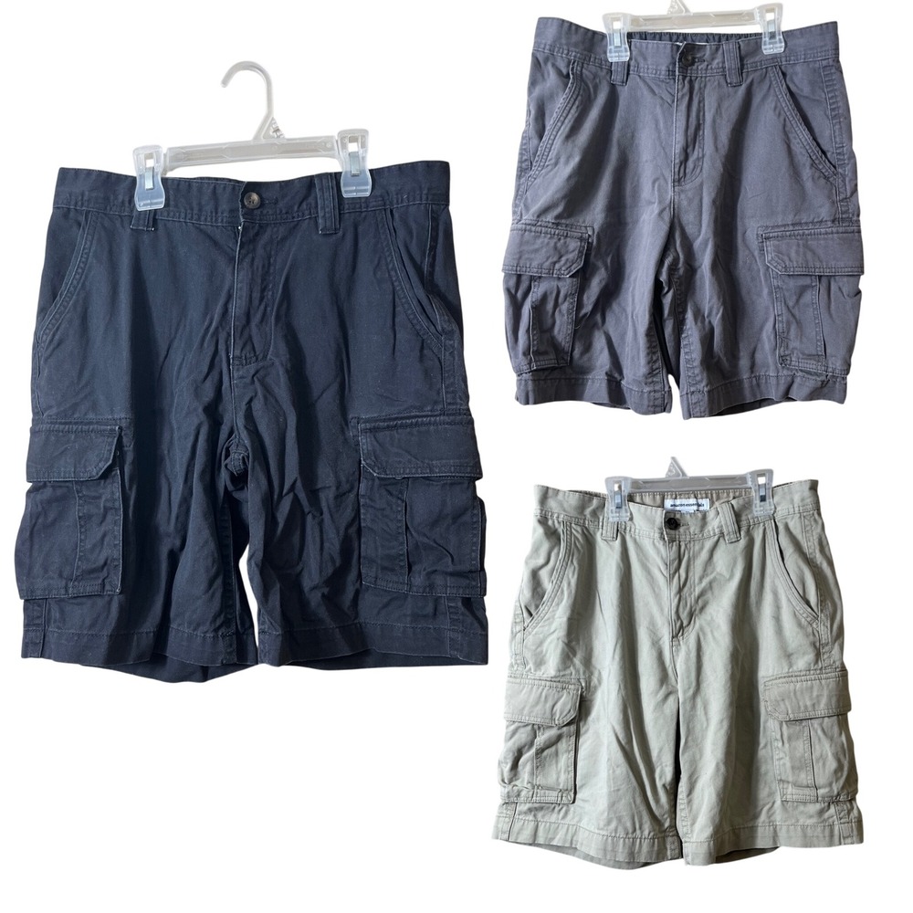 Amazon Essentials Men Cargo Shorts 33W Bundle Lot 3 Gorpcore Utility Khaki Black